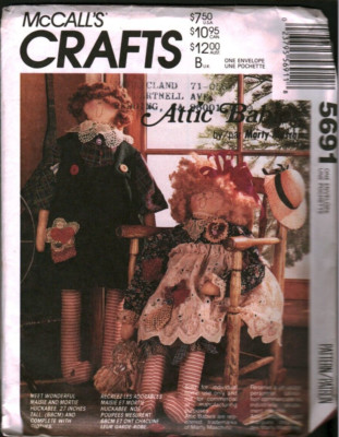 5691 McCalls SEWING Pattern Home Decorations Stuffed Attic Babies 27'' Clothes