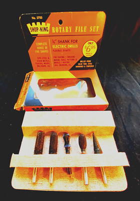 RARE Vintage Shop-King Rotary Files 5pk No. 5700 for Electric Drills