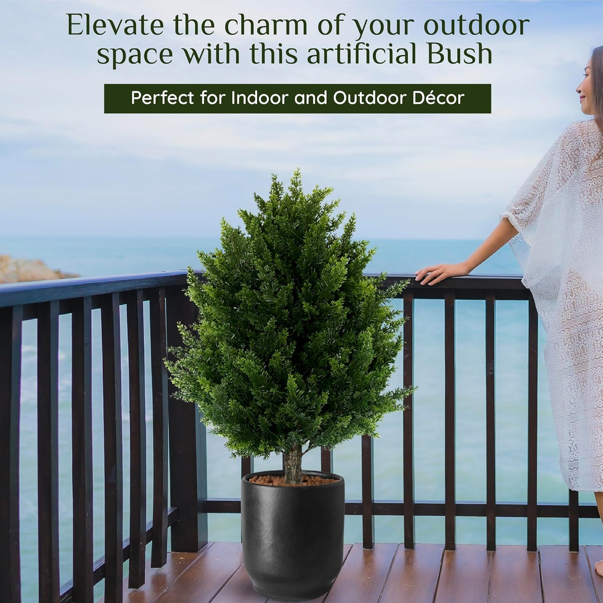 16.5inch Height Artificial Cypress Topiary – Breathe Life & Lushness