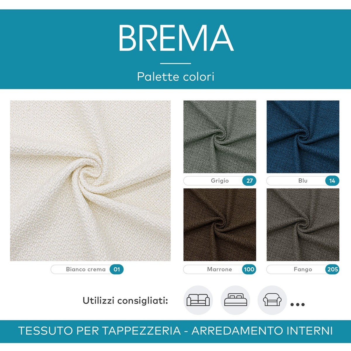 Brema Tessuto al metro per divani Stoffa al metro per tappezzeria