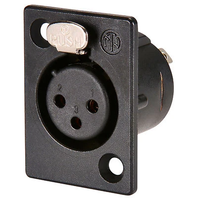 Neutrik NC3FP-B-1 XLR Panel Mount Female Black Gold Contacts