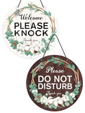  Do Not Disturb Door Hanger Sign, Please Knock Sign For Door, Brown and green