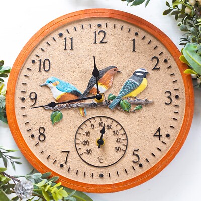 outdoor bird clock and thermometer