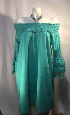NEW womens JOYCE tunic dress HIPPIE RETRO Teal S NWOT