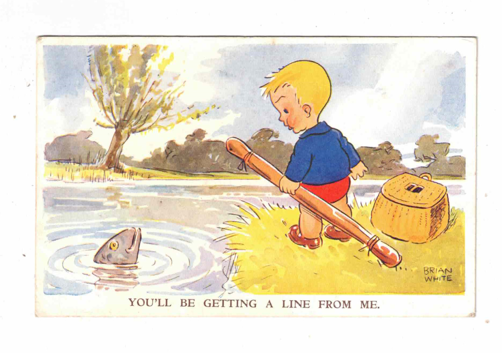 Vintage Postcard c1937 Comic Humour. "You'll be getting a Line from Me". No.3732