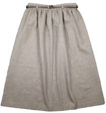VTG Beige Wool Pleated Midi Skirt Sz Small Academia Office Preppy Lined 28" W