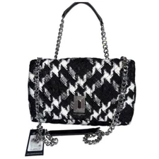 Karl Lagerfeld Black and White Tweed Medium Crossbody Bag NWT