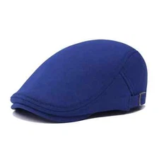 Men Newsboy Cap Cotton Flat Ivy Gatsby Driving Hat Royal Blue