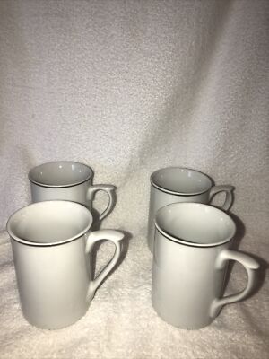 Gibson Everyday Coffee/Tea Mug White Silver Trim Dinnerware (4)