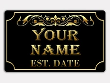 Personalized Family Name Established Year Custom Plaque 12" x 18" Aluminum Sign 