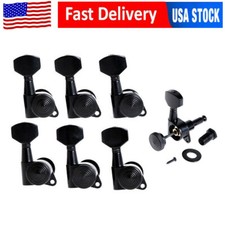 Black Guitar String Locking Tuners Machine Heads Tuning Pegs 15:1 6R In-line USA