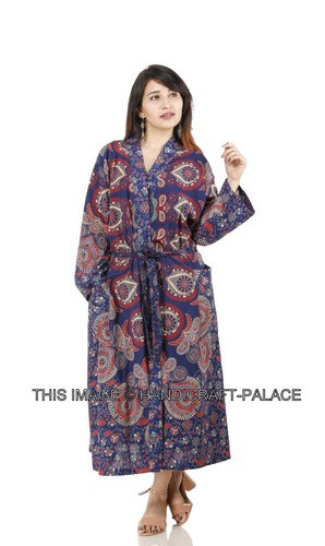 100% Algodón Mujer Mandala Largo Spa Vestido Albornoz Con / Bolsillos Libre - Imagen 26 de 77