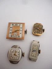 Lot Of 4 Watch Movements For Parts Repair 2 Bulova, Cort, Harvel