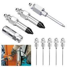 9pcs Grease Gun Injector Needle Nozzle Kit w/ Rubber Nipple Adapter Fitting Tool