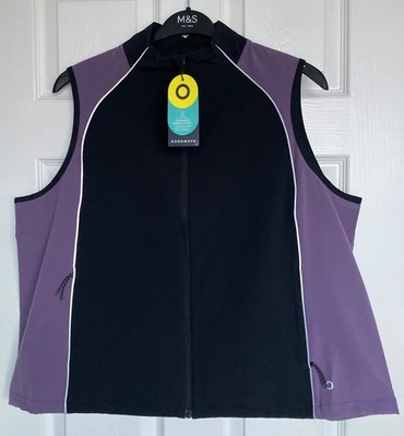NEU M&S Goodmove Cropped-Weste schwarz Mix Colour Block Größe 22