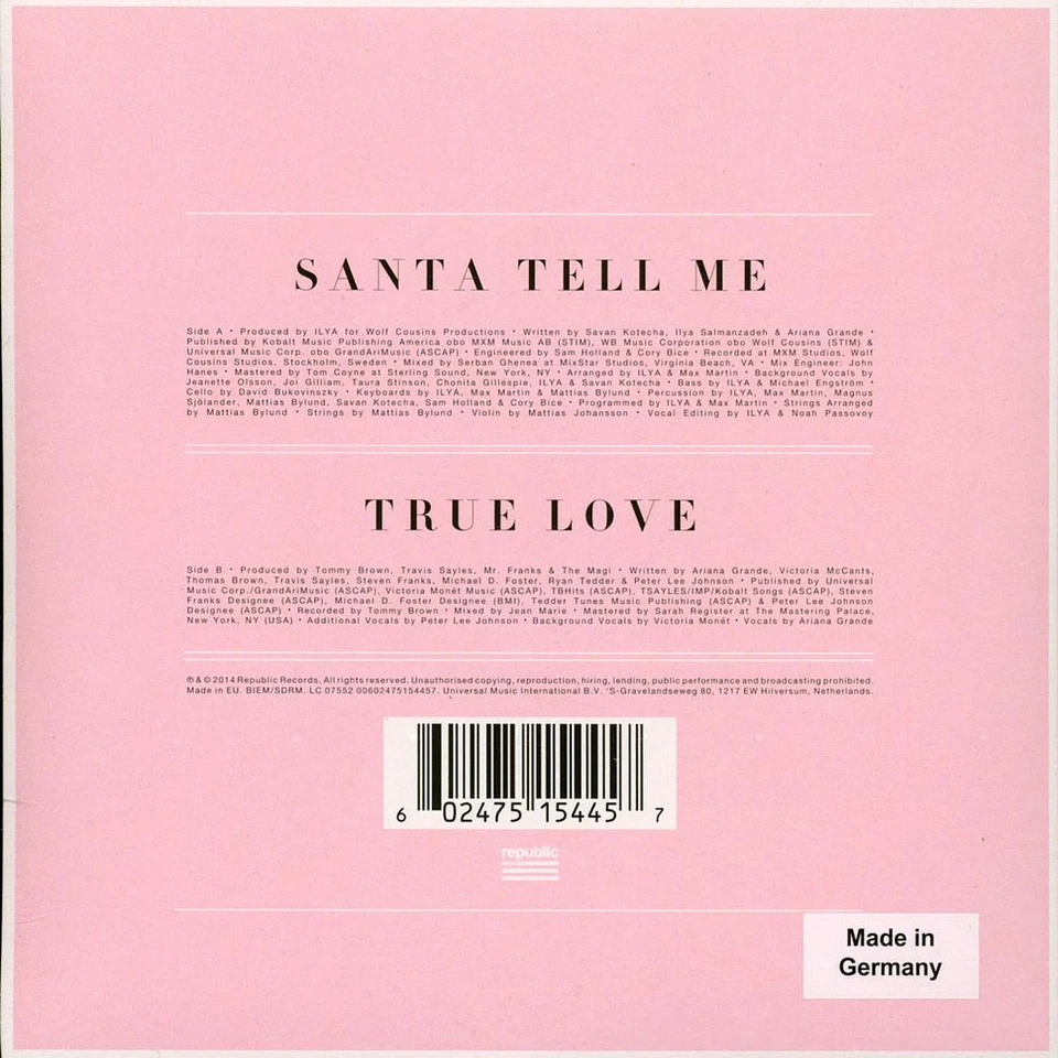 Ariana Grande - Santa Tell Me Limited Edition (Vinyl 7" - 2024 - Original) - Bild 2 von 2