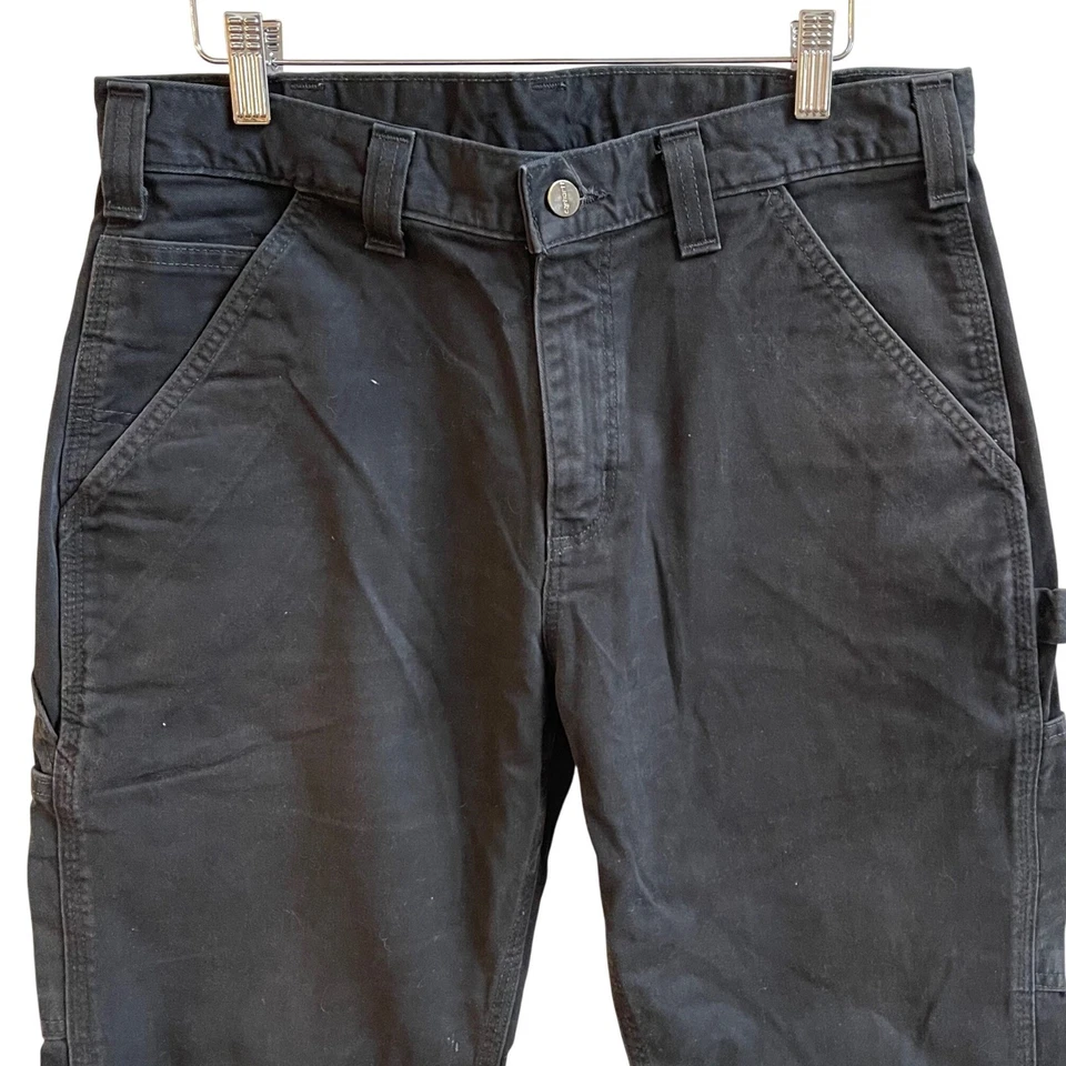 Pantalones de trabajo Carhartt B24 BLK calce relajado negros para hombre 32x30 algodón pato Foto 2 de 4