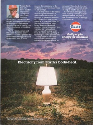 Gulf Vintage Magazine Ad Geothermal Energy Lamp Print 1982 Oil Gas Renewable
