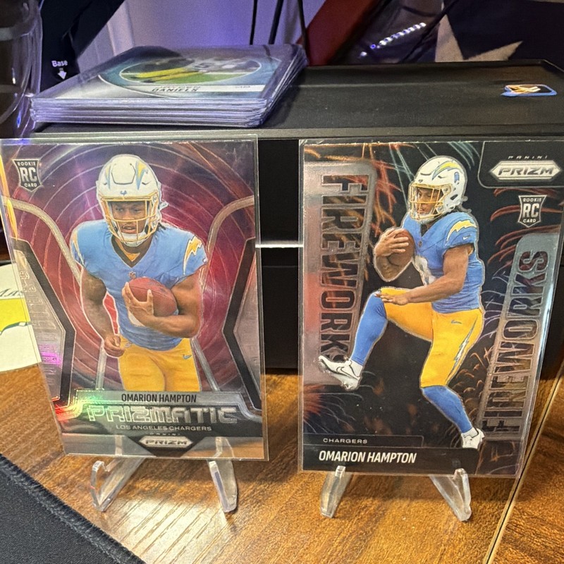 Panini Prizm 2025 Omarion Hampton #9 Prizmatic/Fireworks Rookie Lot (2) Chargers