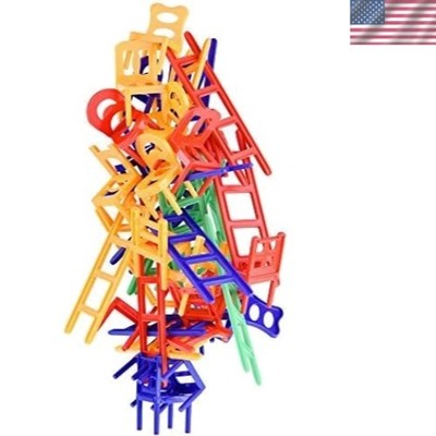44-Piece Colorful Chairs & Ladders Stacking Game - STEM Skill Builder for All