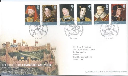 GB QEII 2008 The Houses of Lancaster and York First Day Cover Tallents House