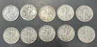 Lot of 10 Old Circulated U.S Liberty Walking 90% Silver Half Dollar Coins L#A22B