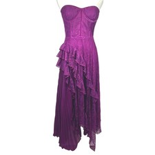 Alice + Olivia Bree Bustier Strapless Lace Ruffle Asymmetric Gown Formal Party 6