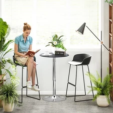 25" Round Indoor Home Pub Bar Table Adjustable Bistro Counter Round Swivel Top