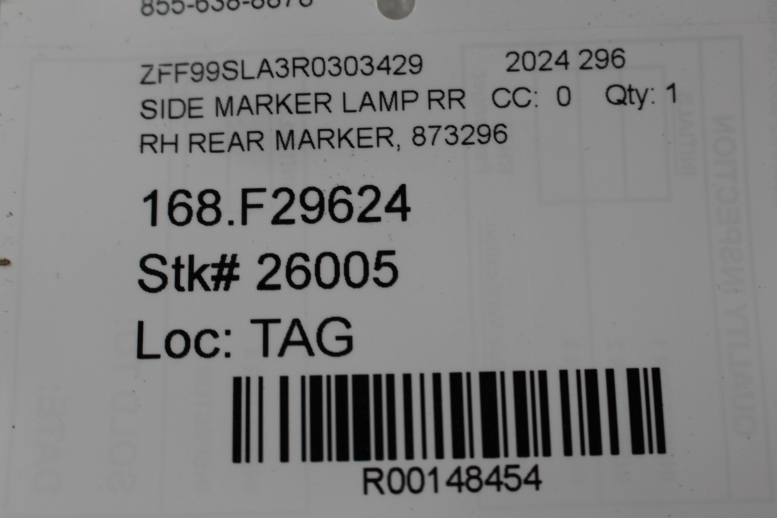 Ferrari 296 Rear Right Side marker light P/N 873296