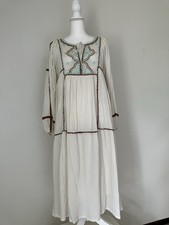 Lalavon Embroidered Maxi Peasant Dress Women’s Sz Medium Flower Child