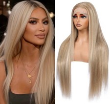 26 Inch Ombre Highlight Blonde Straight 13x4 Lace Front Human Hair Wig