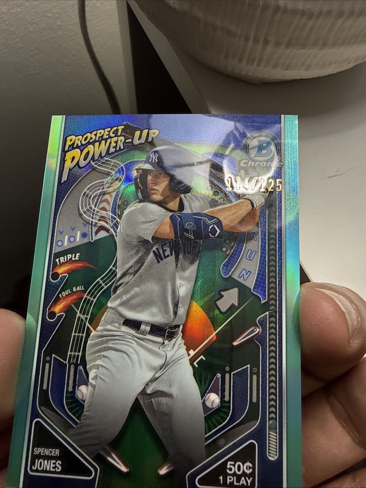 2024 Bowman - Prospect Power-Up Spencer Jones #PP-9 Aqua Refractor /125 (RC)