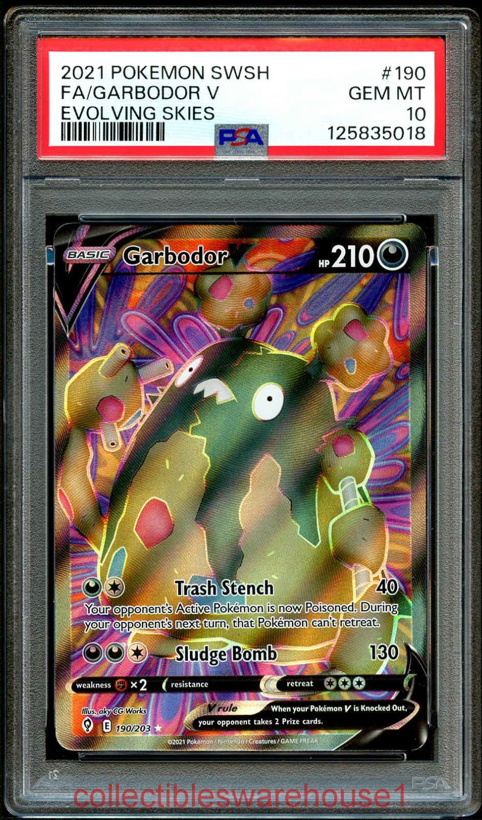 Pokemon Evolving Skies Garbodor V 190 PSA 10