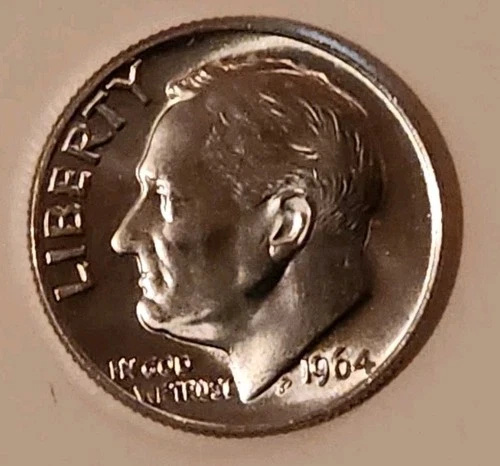 1964 D Roosevelt Dime Uncirculated 90% Silver