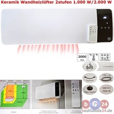 Wand-Heizlüfter 2000W Keramik Heizgerät | Fernbedienung Thermostat Timer | NEU
