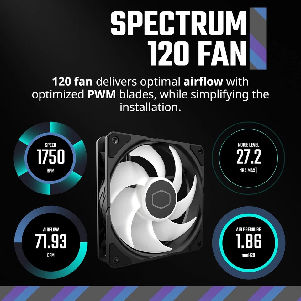 Cooler Master Hyper 212 Spectrum V3 ARGB CPU Air Cooler, 120mm PWM Fan, 4... - Image 4 of 4
