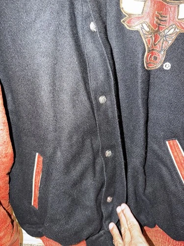 New RARE JH Design Jeff Hamilton 1993 Chicago Bulls Leather Wool Satin Jacket !! image 6