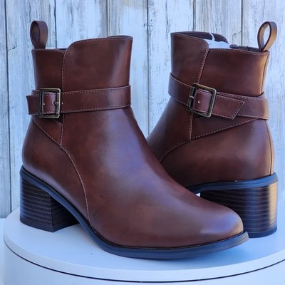 White Mountain Women's Narrows Heeled Brown Booties - Size 8.5