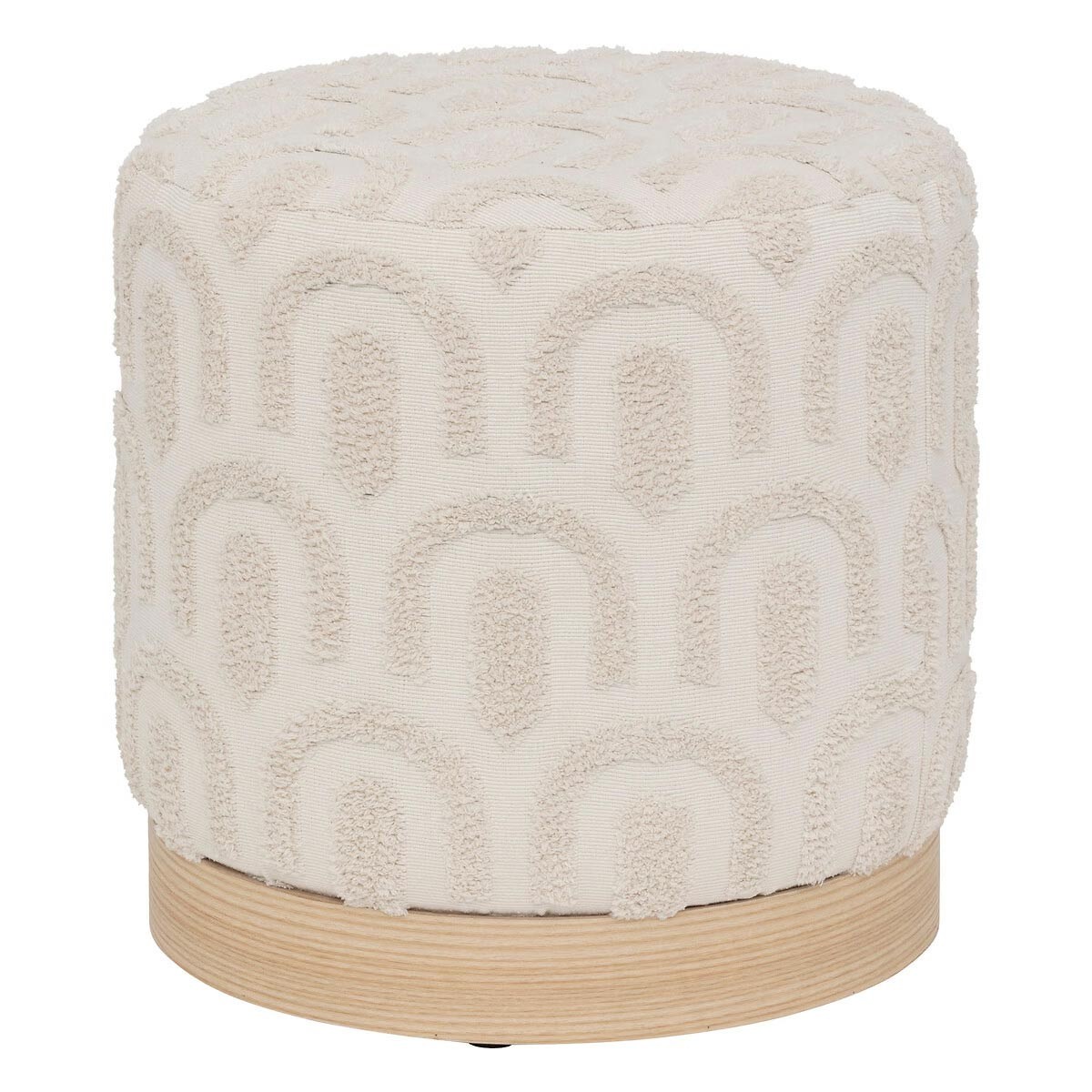 Pouf tufté blanc Copas 38cm avec assise ferme et tissu confortable