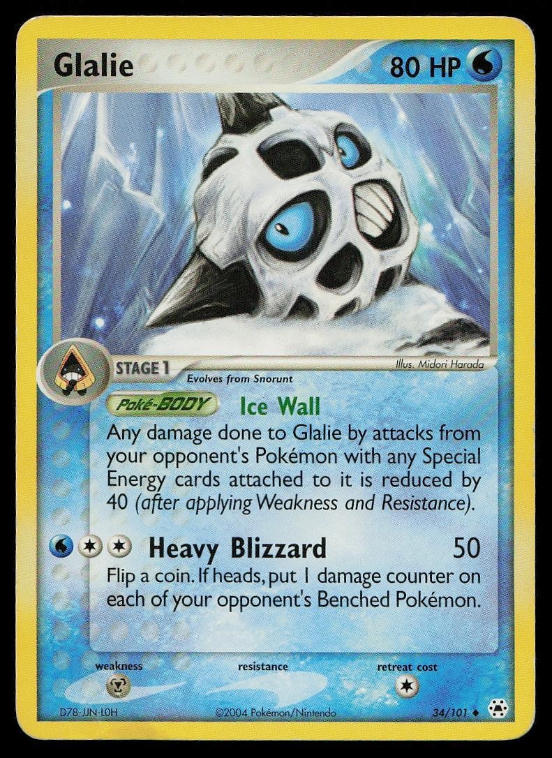 Glalie 34/101 Uncommon Hidden Legends Pokemon Moderately Played