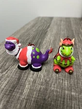 Vintage Set Of Two Dinosaur House Of Lloyd Christmas Ornaments 1993- Marked-READ