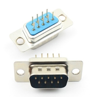 5Pcs D-SUB 9 Pin Male Straight Round Pin DIP PCB Connector DB9M 2 Row Adapter 9P