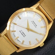 SWISS VINTAGE MONTINE HAND-WINDING MENS REFURBISHED WHITE DIAL WATCH a441564-1