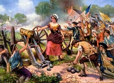 "Molly Pitcher Firing Cannon at Battle of Monmouth" -Revolutionary War Art Print