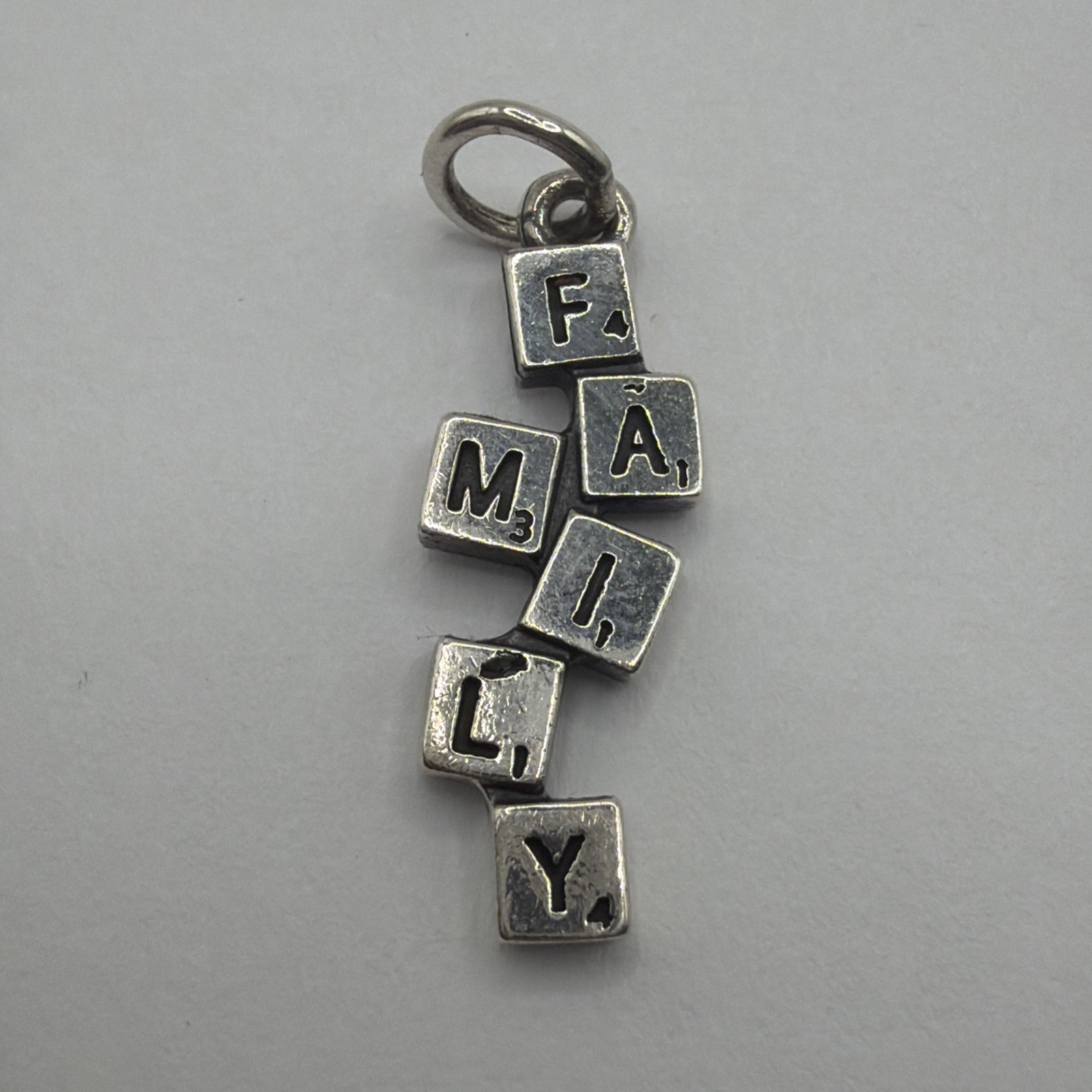 Retired James Avery Sterling Silver Family Block Stack Scrabble Game Charm 2.2g