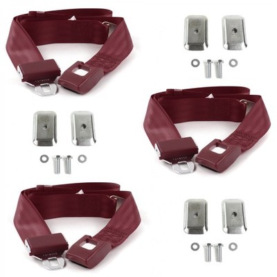 Ford Thunderbird 1980 - 1982 Standard 2pt BURG Lap Bench Blt Kit w/BKTS 3 Belts