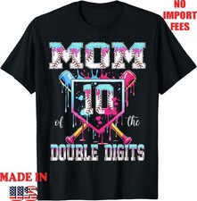 Mom of The Double Digits 10th Birthday Boy Baseball T-Shirt, Adult Kid Tees