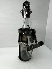 BERKELEY DESIGNS KEY BOARD PLAYER MUSICIAN METAL WINE CADDY BOTTLE HOLDER