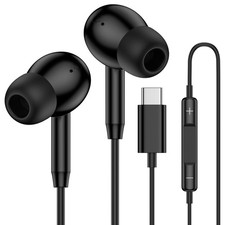USB C Samsung Earbuds Wired Ear Buds for Galaxy A16 A17 A36 5G Black