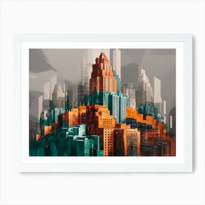 Spectacular Urban Cityscape Skyscra Framed Wall Art Poster Canvas Print Picture